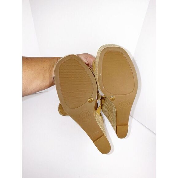 Lucky Brand Strappy Wedge Espadrille Platform Boho Tan Leather Gladiator 8/38 - Picture 15 of 16